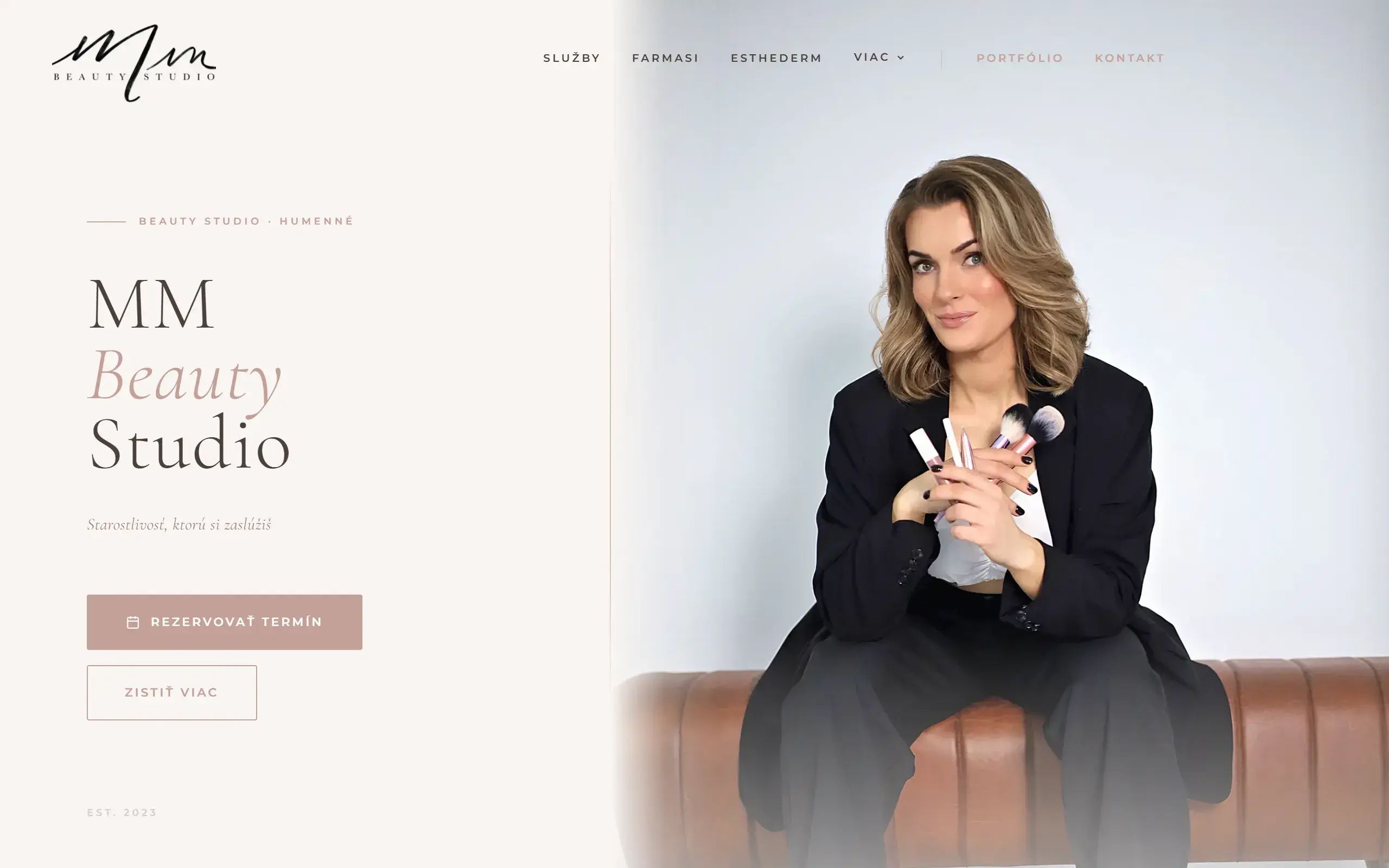 Web MM Beauty Studio na počítači